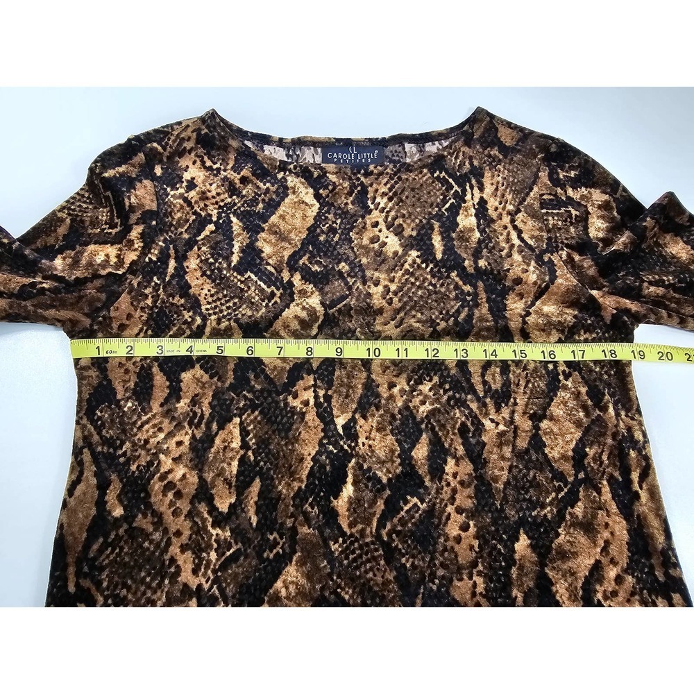 Carole little petite small PS animal print velour soft blouse career casual - Picture 7 of 7